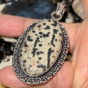 Speckled Dalmation Stone Pendant 2 7/8”